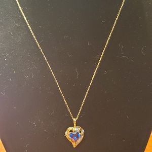 10k gold stamped necklace & 10k diamond pendant
